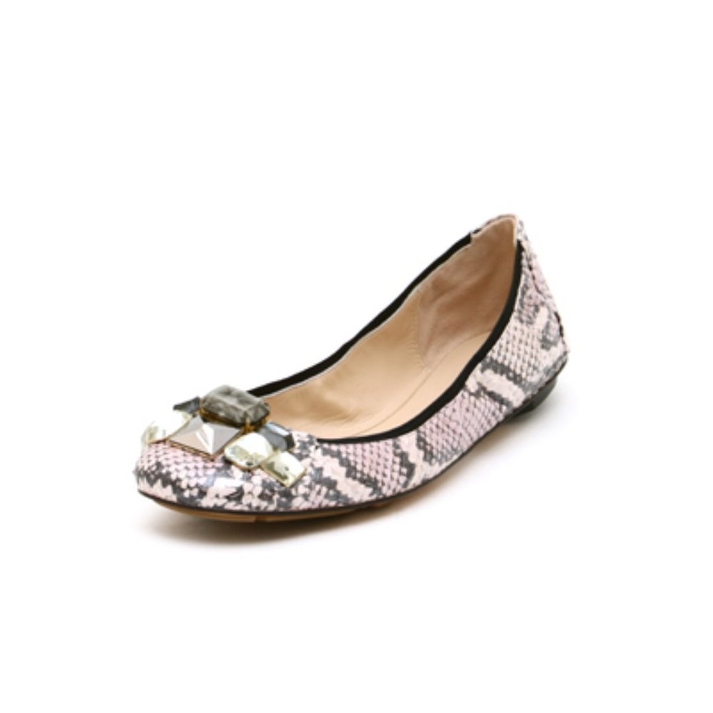 SHOES FLAT SKIMMER SNAKESKIN DESIGNER